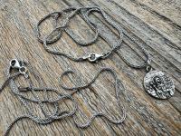 Sterling Silver St Paraskeva (St. Paraskeve) Medallion, Small Round Antique Replica, Orthodox Saint Paraskevi Pendant