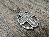 Sterling Silver 5-Way Cross Medal Necklace, Antique Reproduction Scapular, 4-Way Catholic Unisex Pendant, Sacred Heart, Miraculous Medal
