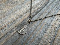 Bronze Oval French Miraculous Medal Pendant, Antique Replica of Rare Adolph Penin Signed Miraculous Medallion from France, Antiqued