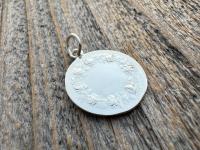 Fertility Saint Colette of Corbie Shiny Sterling Silver Medallion Pendant, Antique Replica French Artist Tricard, Saint of Expectant Mothers