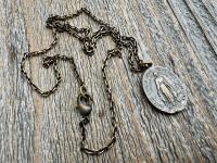 Bronze Oval French Miraculous Medal Pendant, Antique Replica of Rare Adolph Penin Signed Miraculous Medallion from France, Antiqued