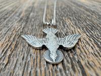 Sterling Silver Holy Spirit Dove Necklace, Descending Dove Pendant, Antique Replica Holy Ghost Pendant, Reproduction of French Antique Piece