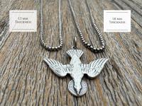Sterling Silver Holy Spirit Dove Necklace, Descending Dove Pendant, Antique Replica Holy Ghost Pendant, Reproduction of French Antique Piece