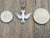 Sterling Silver Holy Spirit Dove Necklace, Descending Dove Pendant, Antique Replica Holy Ghost Pendant, Reproduction of French Antique Piece