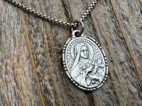 Sterling Silver St Thérèse of Lisieux Medallion, Antique Replica of Rare French Medal by Paul Brandt, Saint Therese of the Child Jesus Medal