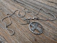 Sterling Silver Rare 5-Way Small Framed Oval, Antique Replica Cross Medal Scapular, Sacred Heart, Miraculous Medal, Holy Spirit, St Christop