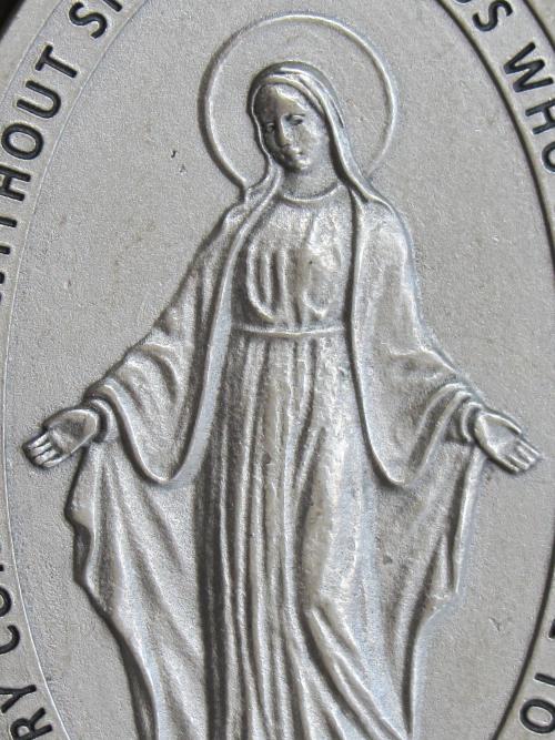 Custom Oversized 4" Tall Miraculous Medal Rosary Center from Italy, Large, Non-tarnishing Silver Metal, for Lasso Wall Rosary Group Rosary