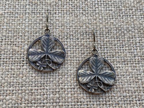 Bronze Shamrock Earrings, St Patrick Doctrine of Trinity Earrings, Antique Replicas, Shamrocks on French Hooks, Irish Celtic Earrings