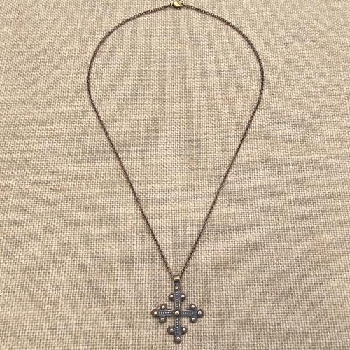 Bronze Old Coptic Trinity Form Cross Pendant Necklace, Antique Replica 19th Century, Christian Cross Pendant, Bronze Coptic Cross Necklace