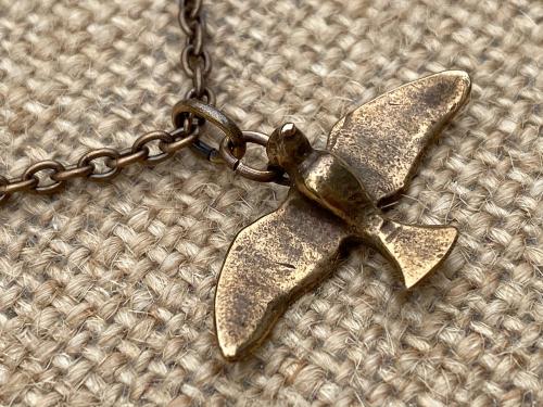 Bronze Holy Spirit Flying Dove Pendant on Necklace, Antique Replica, Cable Chain, Holy Spirit Medal, Holy Spirit Dove Necklace, Confirmation