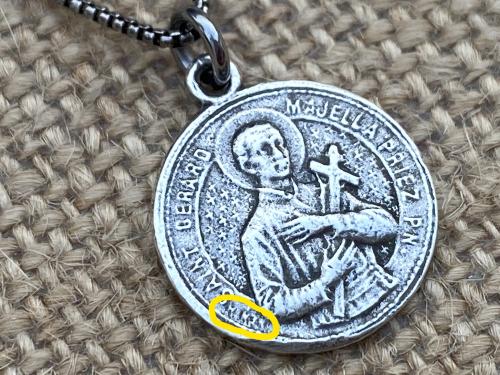 Sterling Silver St Gerard Majella Medal Pendant Necklace, French artist Penin, Antique Replica, Patron Saint of Expectant Mothers, Fertility