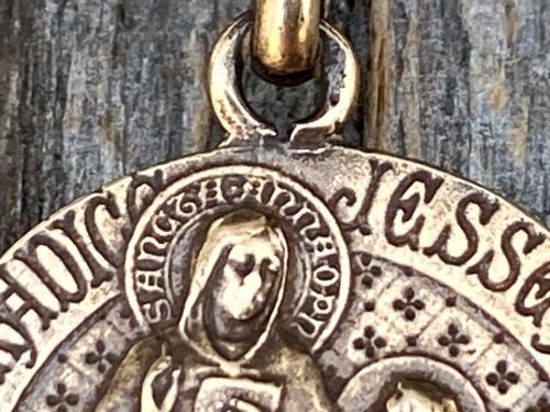 Bronze Saint Anne Medal on Necklace, Antique Replica, French Artist Louis Tricard, St Anne Pendant, Patron Saint of Grandmothers, St. Anne