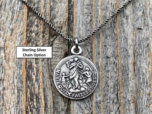 Sterling Silver Our Lady Untier of Knots Medallion on Necklace, Antique Replica of French Our Lady Undoer of Knots Marian Devotion Pendant