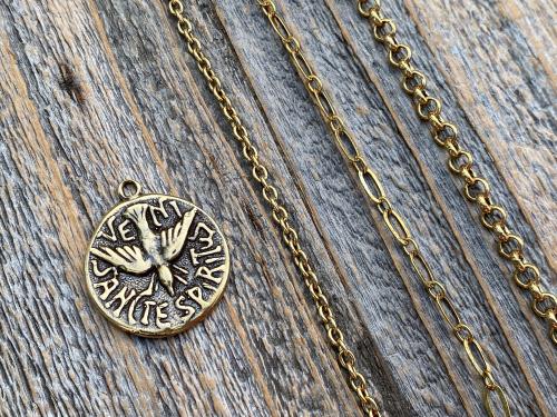 Add Antiqued Gold Chain Necklace, Antique Gold Chain Styles in Various Lengths, Rolo, Long & Short, or Cable style, to your order