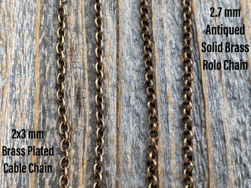 Add Oxidized SOLID Bronze Rolo Chain Necklace, Solid Antiqued Brass 2.7mm Rolo Chain in Various Lengths, to your order