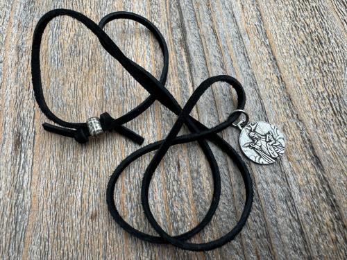 Antiqued Gold or Pewter Saint Teresa of Avila Pendant, Handmade Replica of Antique Medallion from Spain, St. Teresa of Ávila Round Medal