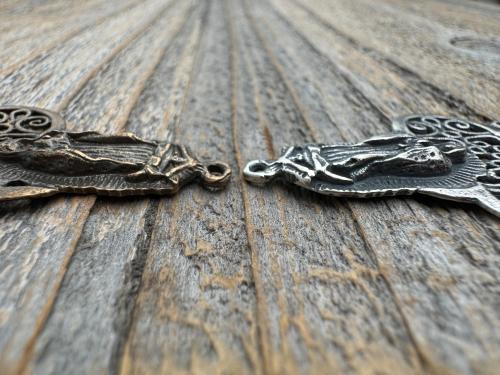 Large Our Lady of Guadalupe Rosary Center, Sterling Silver or Bronze, Antique Replica Big Rosary Centerpiece, Blessed Virgin Mary Parts