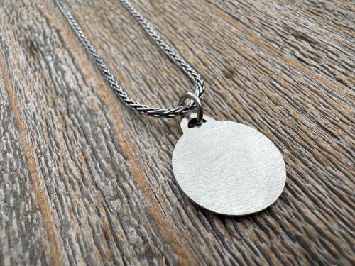 St. Peregrine Sterling Silver Antique Replica Medallion - Patron Saint of Cancer - Saint Peregrinus Laziosi, Pellegrino - Small French Medal