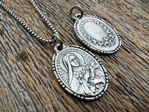 Sterling Silver St Thérèse of Lisieux Medallion, Antique Replica of Rare French Medal by Paul Brandt, Saint Therese of the Child Jesus Medal