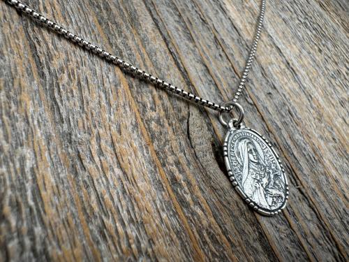 Sterling Silver St Thérèse of Lisieux Medallion, Antique Replica of Rare French Medal by Paul Brandt, Saint Therese of the Child Jesus Medal