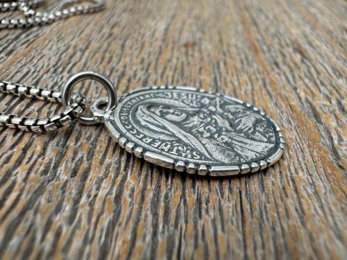 Sterling Silver St Thérèse of Lisieux Medallion, Antique Replica of Rare French Medal by Paul Brandt, Saint Therese of the Child Jesus Medal