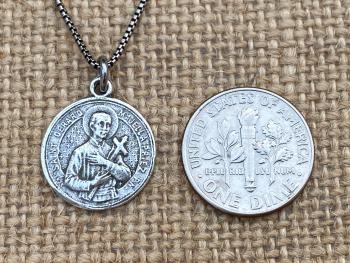 Sterling Silver St Gerard Majella Medal Pendant Necklace, French artist Penin, Antique Replica, Patron Saint of Expectant Mothers, Fertility