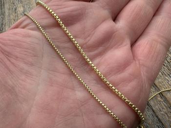 Gold Vermeil, 14k Gold over Solid Sterling Silver Box Chain Necklace Options, 1.1mm or 1.8mm Thickness, High Quality Gold Chain Necklace