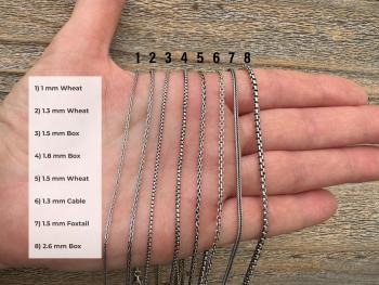 Oxidized .925 Sterling Silver Chain Necklace - Various Styles or Types, Thickness and Length Options - Wheat, Box, Cable, or Foxtail Chains